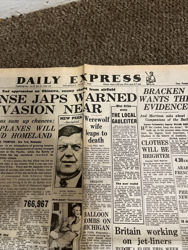 WW2 -DAILY EXPRESS -June 7,,1945