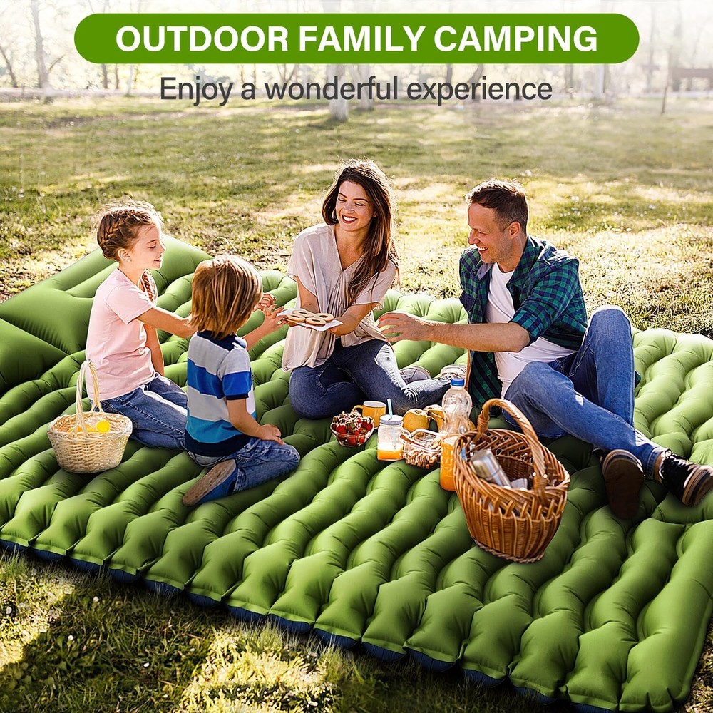 Double Sleeping Pad -Self Inflating Extra Thick Double Sleeping Pad with Pillow
