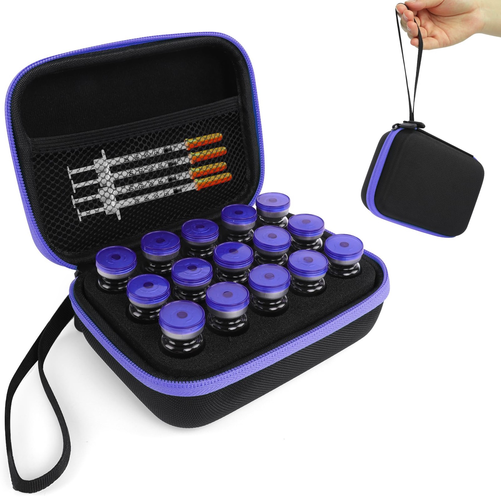 Insulin Fridge Holder Storage Case Peptide Vial 15 slots, purple