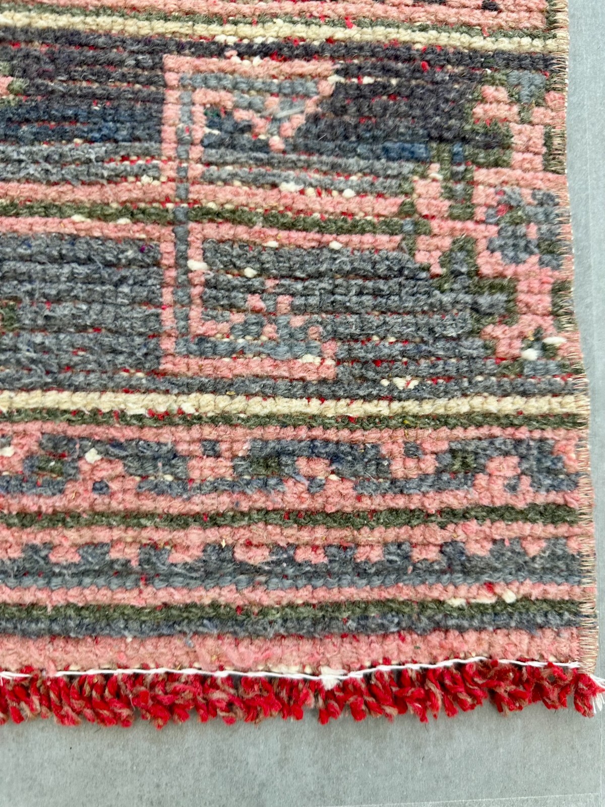 3x11 Pink Floral Vintage Runner, Turkish Runner, Handmade Wool Rug, Oushak Rug