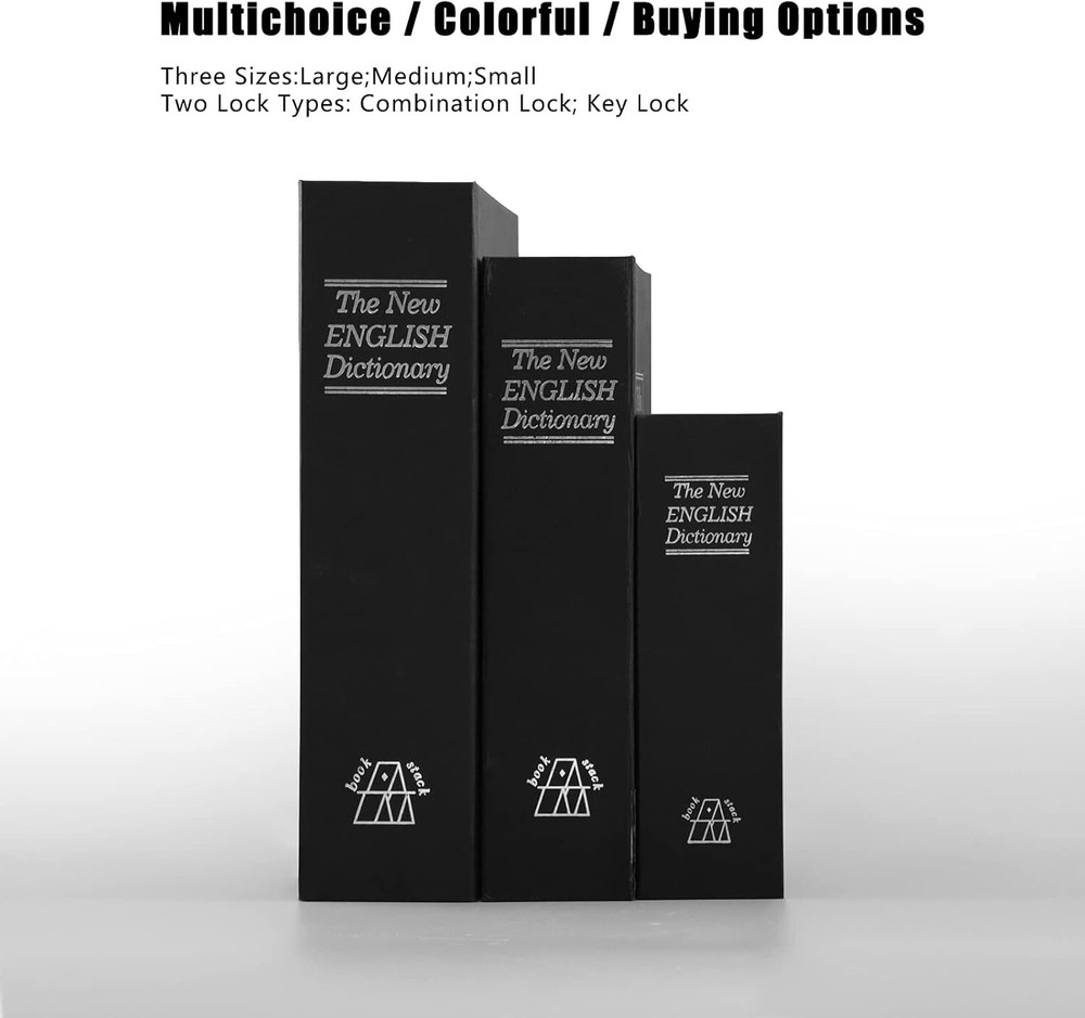 Extra Large Portable Metal Book Safe with Key Lock - Elegant Storage Solution