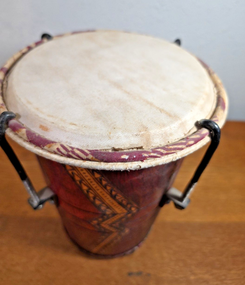 Hand Held Drum, Hand Crafted Drum Likely a Bongo?