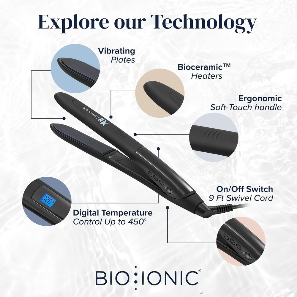Bio Ionic 10X Pro Styling Iron 1" Nano Ionic-with Vibrating Plates