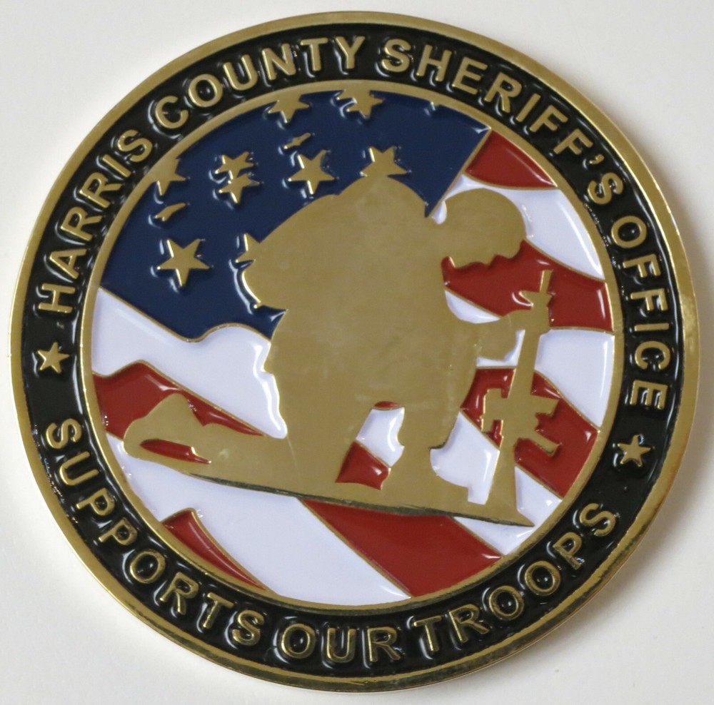 Harris County TEXAS Sheriff's Office SUPPORT OUR TROOPS Challenge Coin 2-Sided