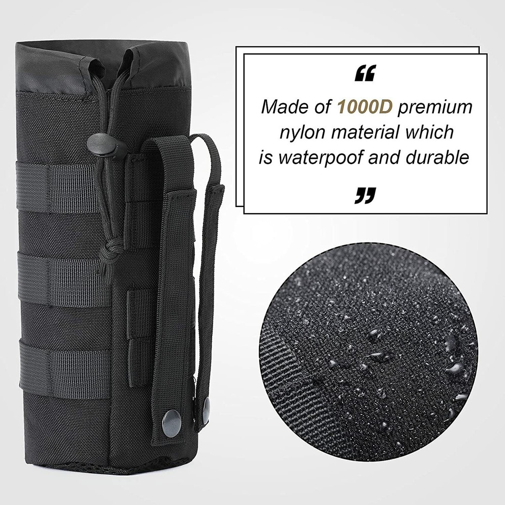 Tactical Water Bottle Pouch Molle Pouch Adjustable Drawstring Bottle Holder Bag