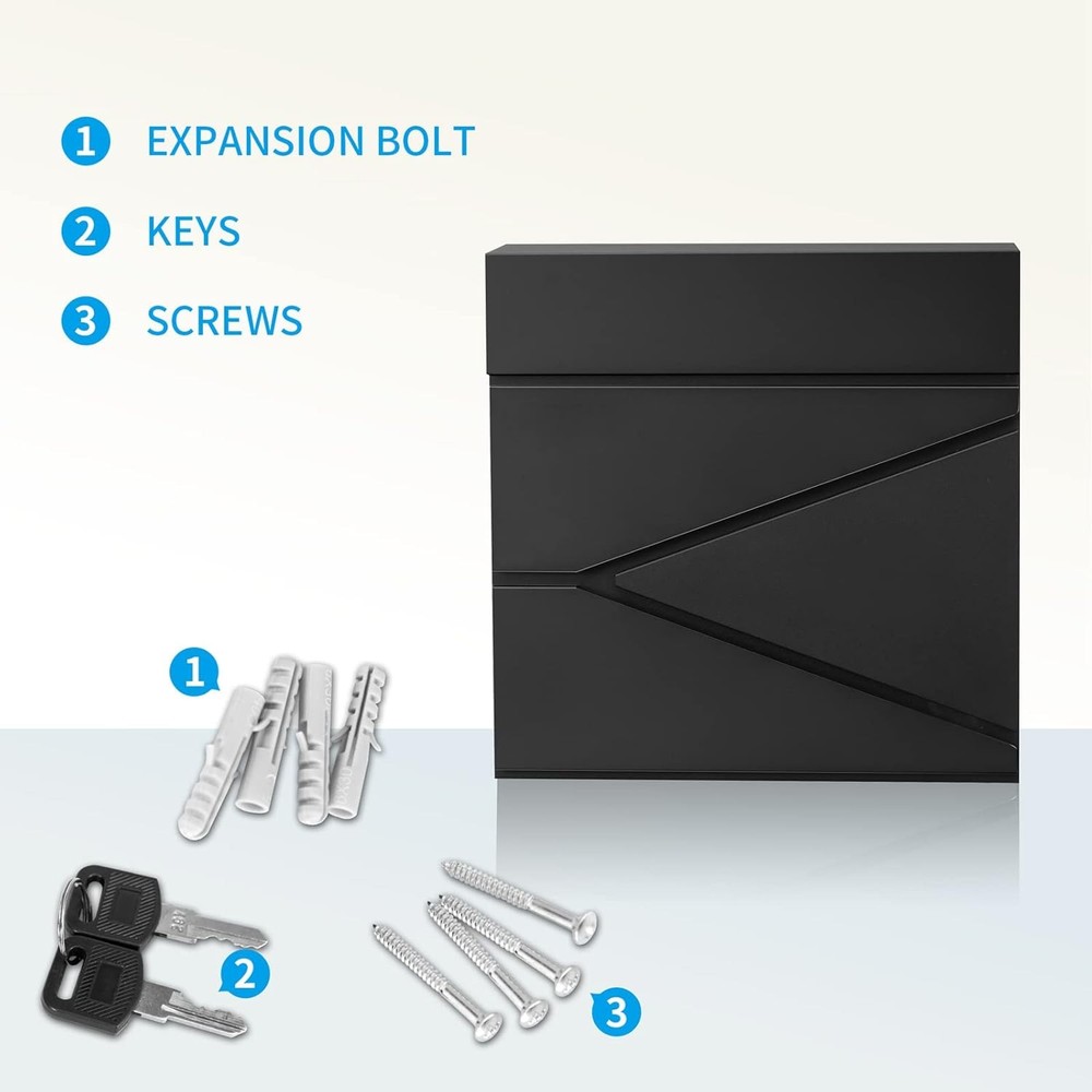 Wall-Mount Mailbox for House Outside, Security Key Drop Box with Lock and Keys