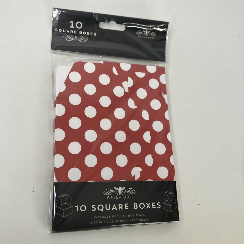 Bella Bug 10 Square Boxes 3.25" X 3.25" Red