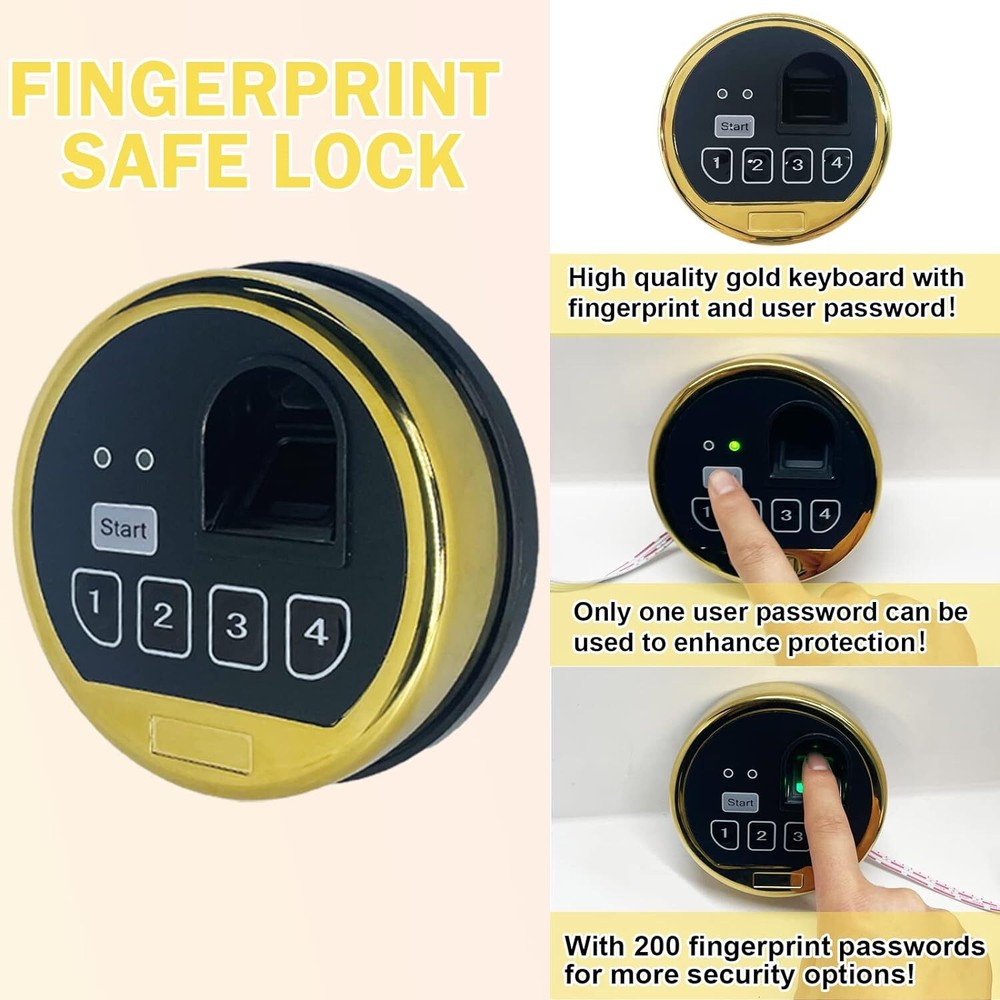 Gun Safe Lock Electronic Fingerprint Keypad Lock Swing Bolt Lock & 2 Master Keys
