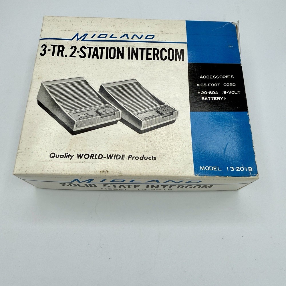 Vintage Midland Solid State Intercom 13-201B NOS Open Box 65ft Cord Retro