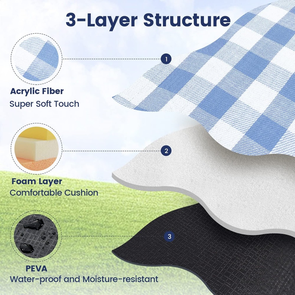 sapsisel 80”x 80” Picnic Blanket Extra Large, Waterproof and Foldable Beach B...