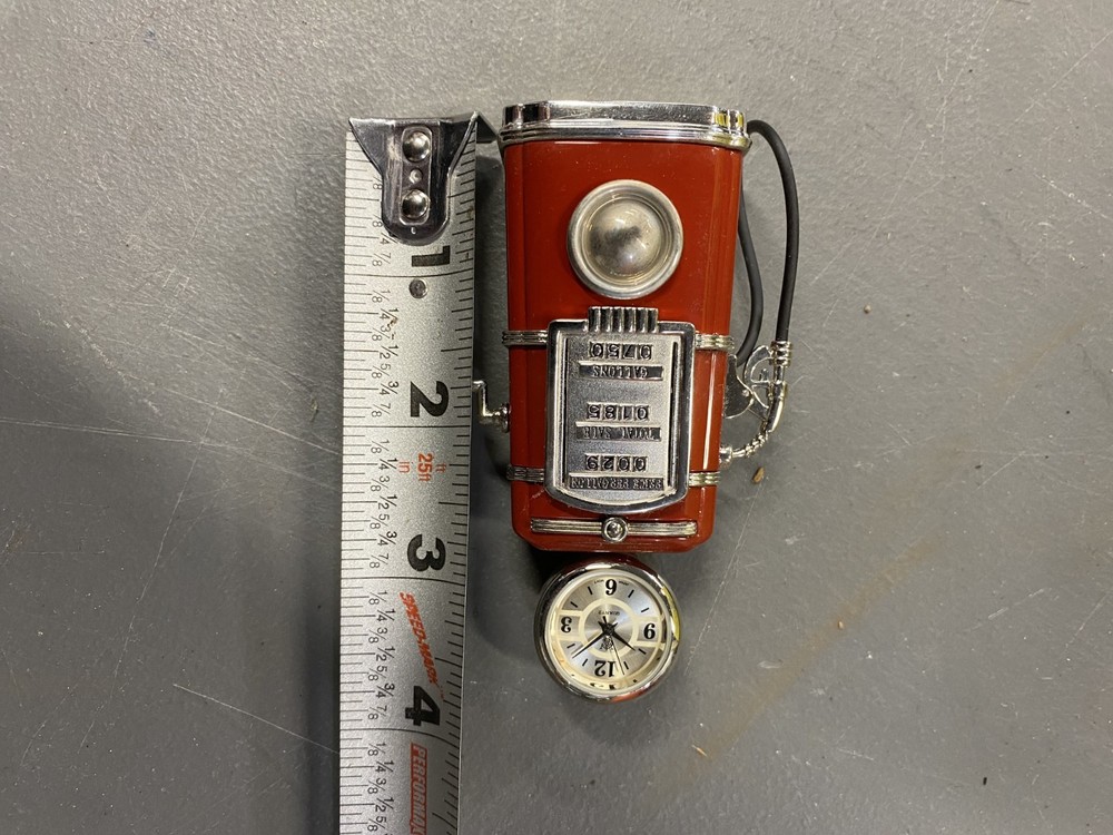 Timex Mini-clock Gas Pump Red Silver Shelf Clock