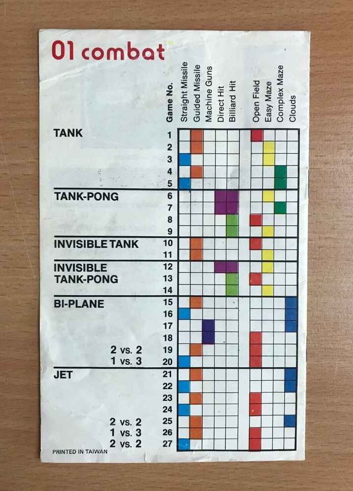 COMBAT - ATARI 2600 Instruction manual