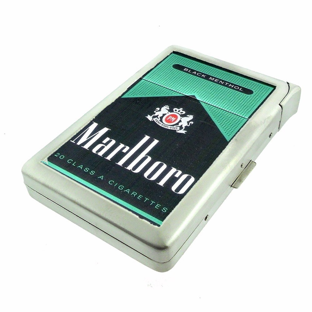 Classic Black Cigarette Case with lighter ID Holder Wallet