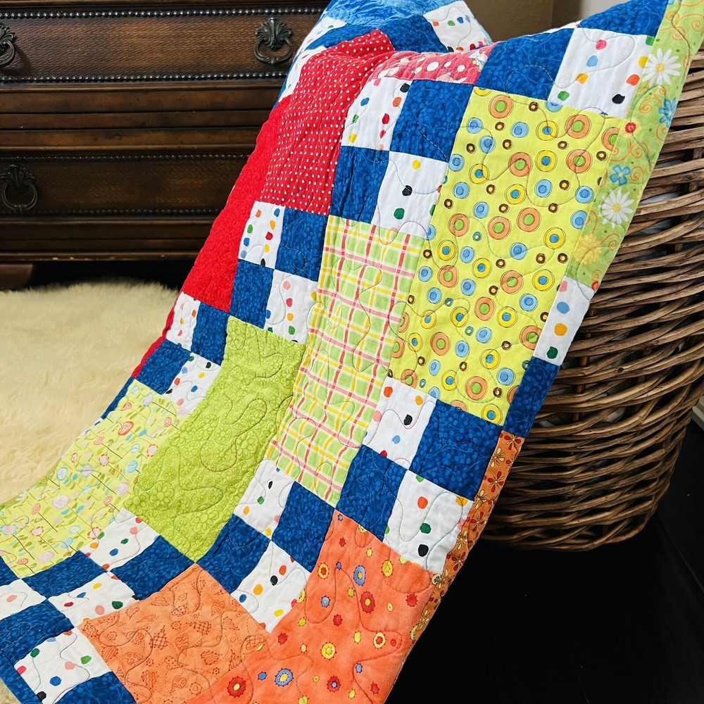 38”x52” Beautiful Handmade Optimistic Quilted Throw.
