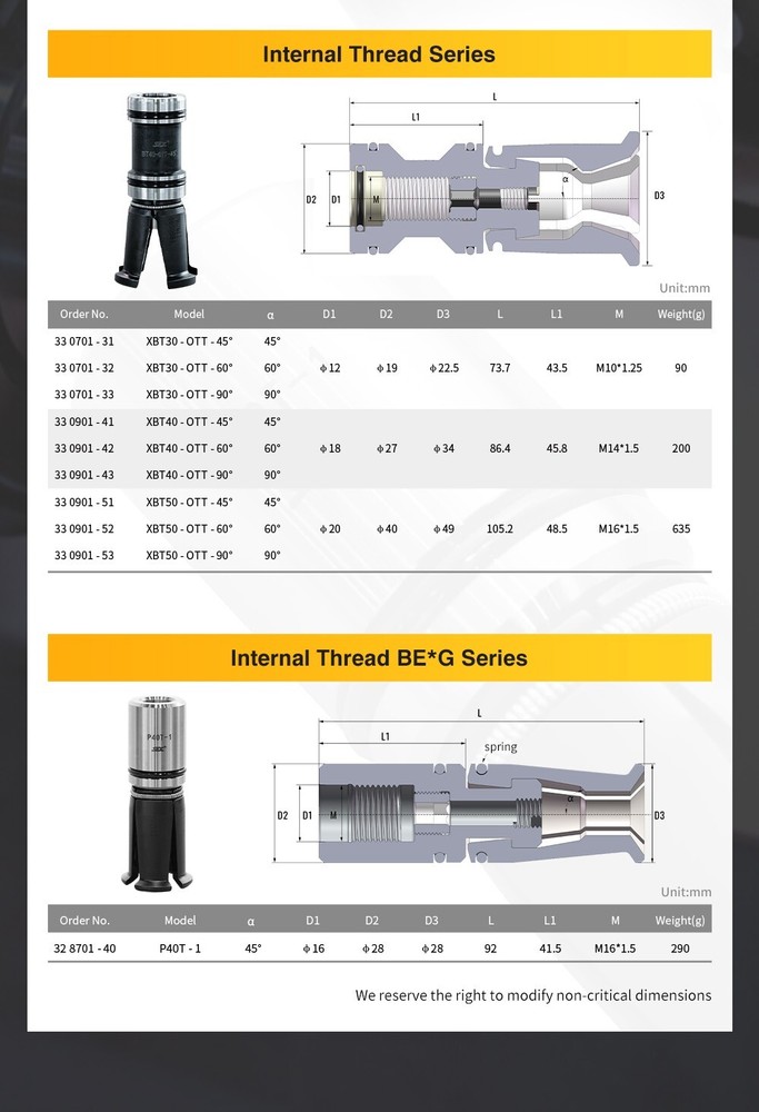 BT40-90° Internal Thread Pull Claw 4 Petal Clamp OTT Pull Claw for CNC Machine