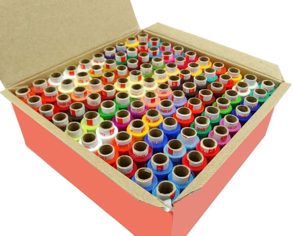 Polyester Thread Assorted Color Spool Spun Sewing Supplies Quilting 100 Pcs Set