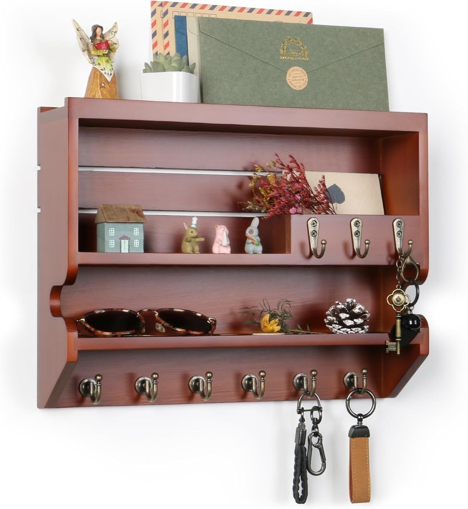 Handcrafted Solid Wood Key Holder for Wall - Artisan Hand-Sprayed Finish & Smoot