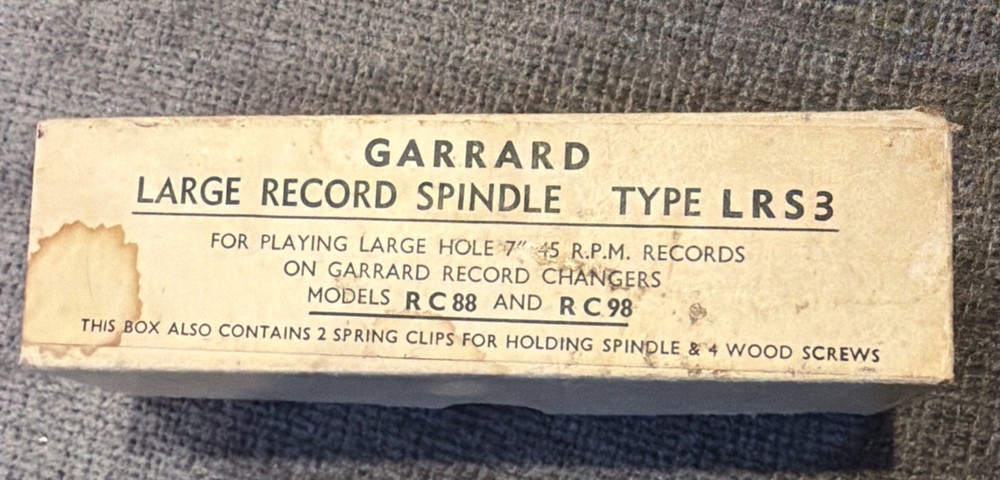 Garrard Large Record Spindle Type LRS 4 W/Box