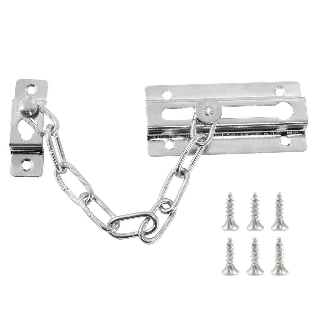 Seimneire 2 Pcs Silver Chain Door Lock Security Locks, Sturdy