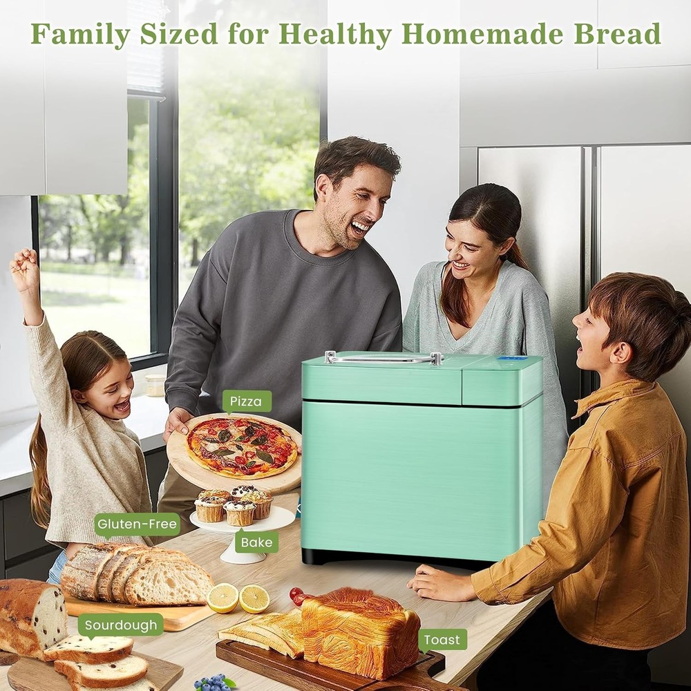 Bread Maker Dual Heaters,2.2LB Bread Machine with Healthy Ceramic Pan & Auto,