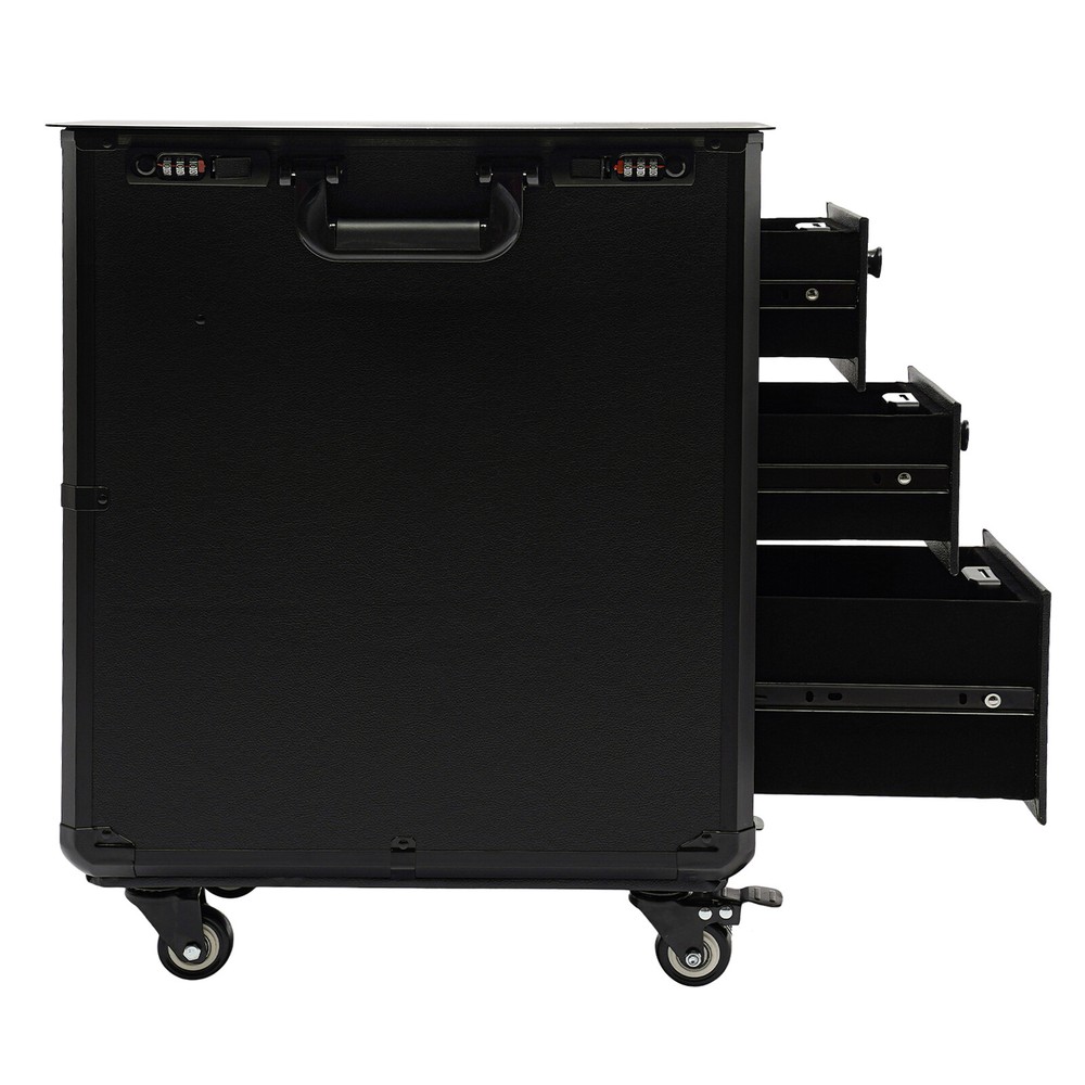 Rolling Makeup Case with Combination Lock Makeup Case with 4 Universal Wheels.