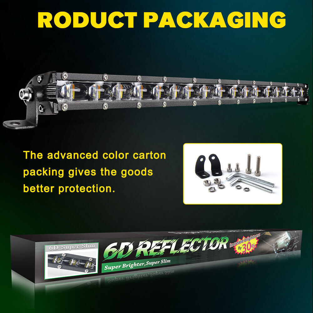 Slim 32'' Strobe Single Row LED Work Light Bar Driving Offroad Truck SUV Wire