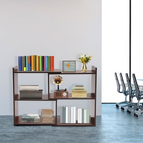 Open Storage Shelf, 3-Tier Bookcase, Retractable Storage Shelf