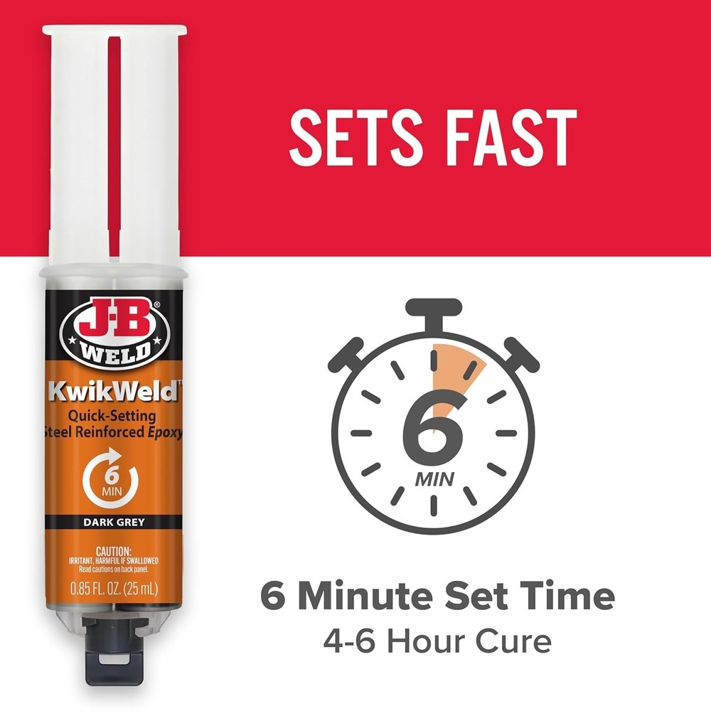 Fast Setting 2-Pack KwikWeld Epoxy - High Strength Repair Solution, Dark Grey