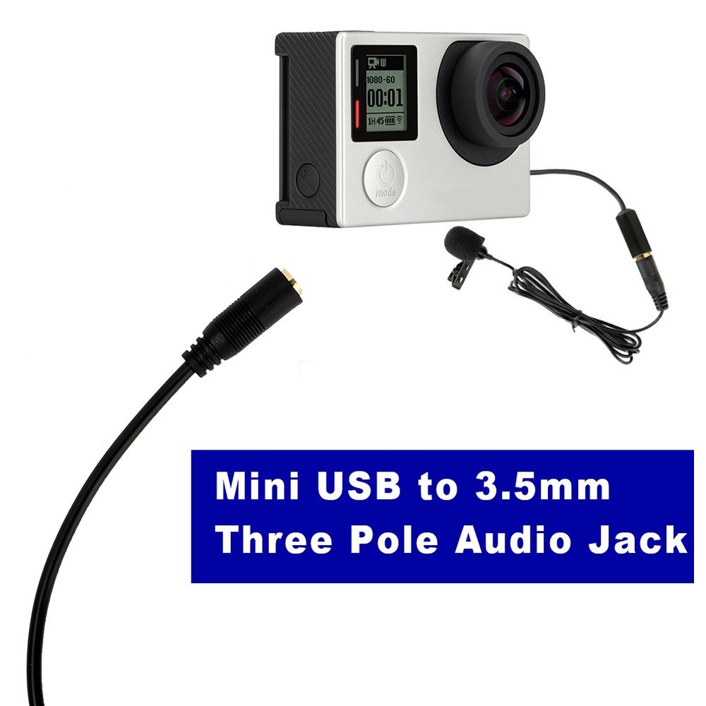 Mini USB To 3.5mm Microphone Adapter Cable For Camera