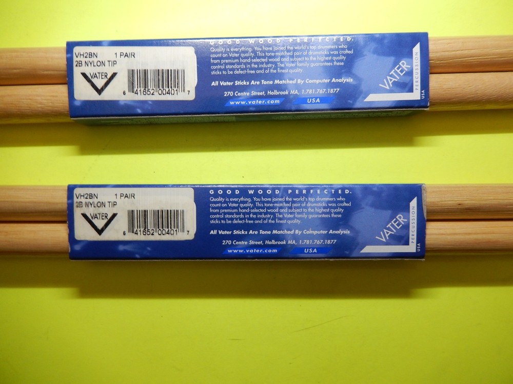 VATER 2B NYLON TIP Drumsticks, TWO PAIR