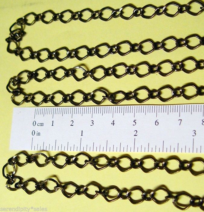 5 Ft Antique Brass 6x10mm Diamond Link Chain Long + Short Style 5 Feet SteamPunk