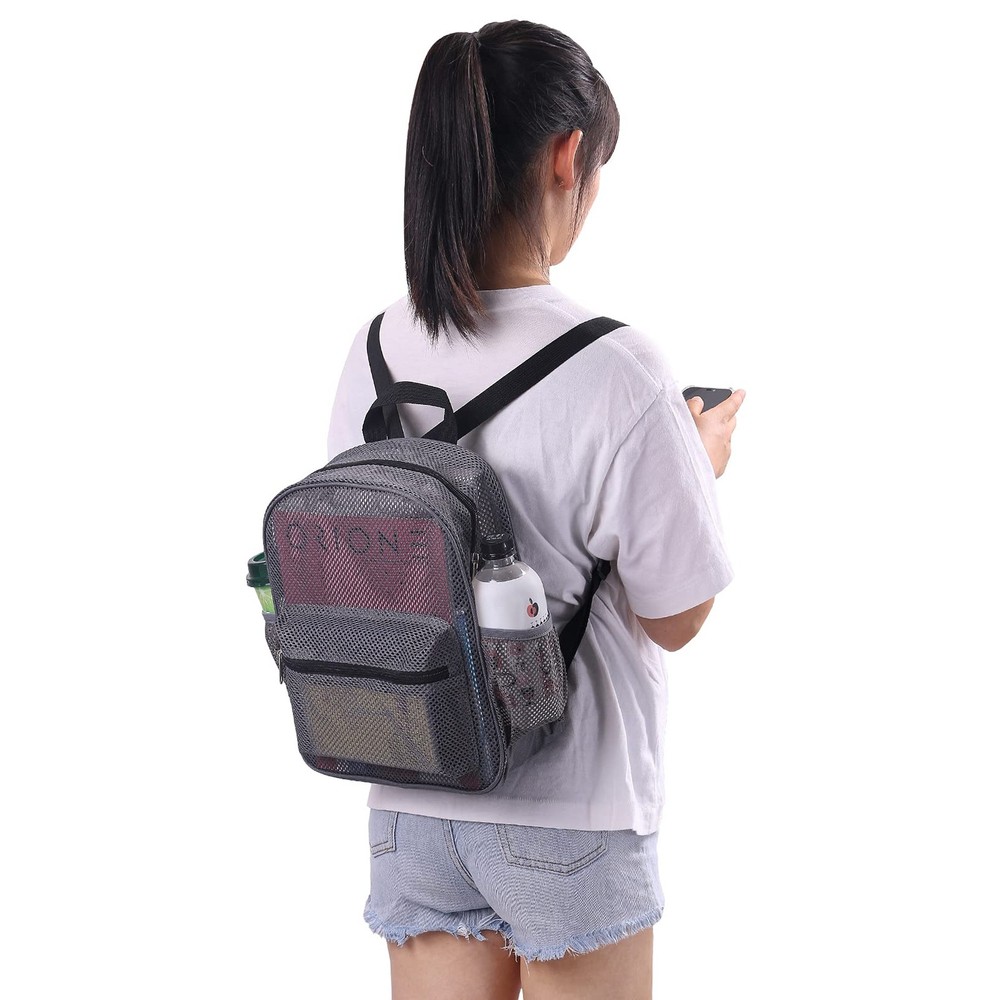 MAY TREE Grey Mesh Backpack for School, Beach, 10*4.5*12 inches,