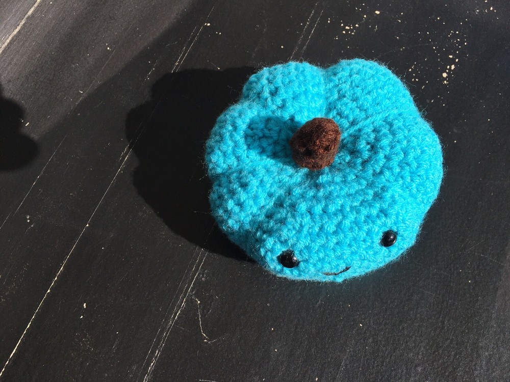 small crochet teal pumpkin