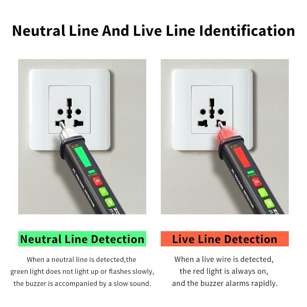 Non-Contact Voltage Tester - Dual Range AC Voltage Tester with Flashlight