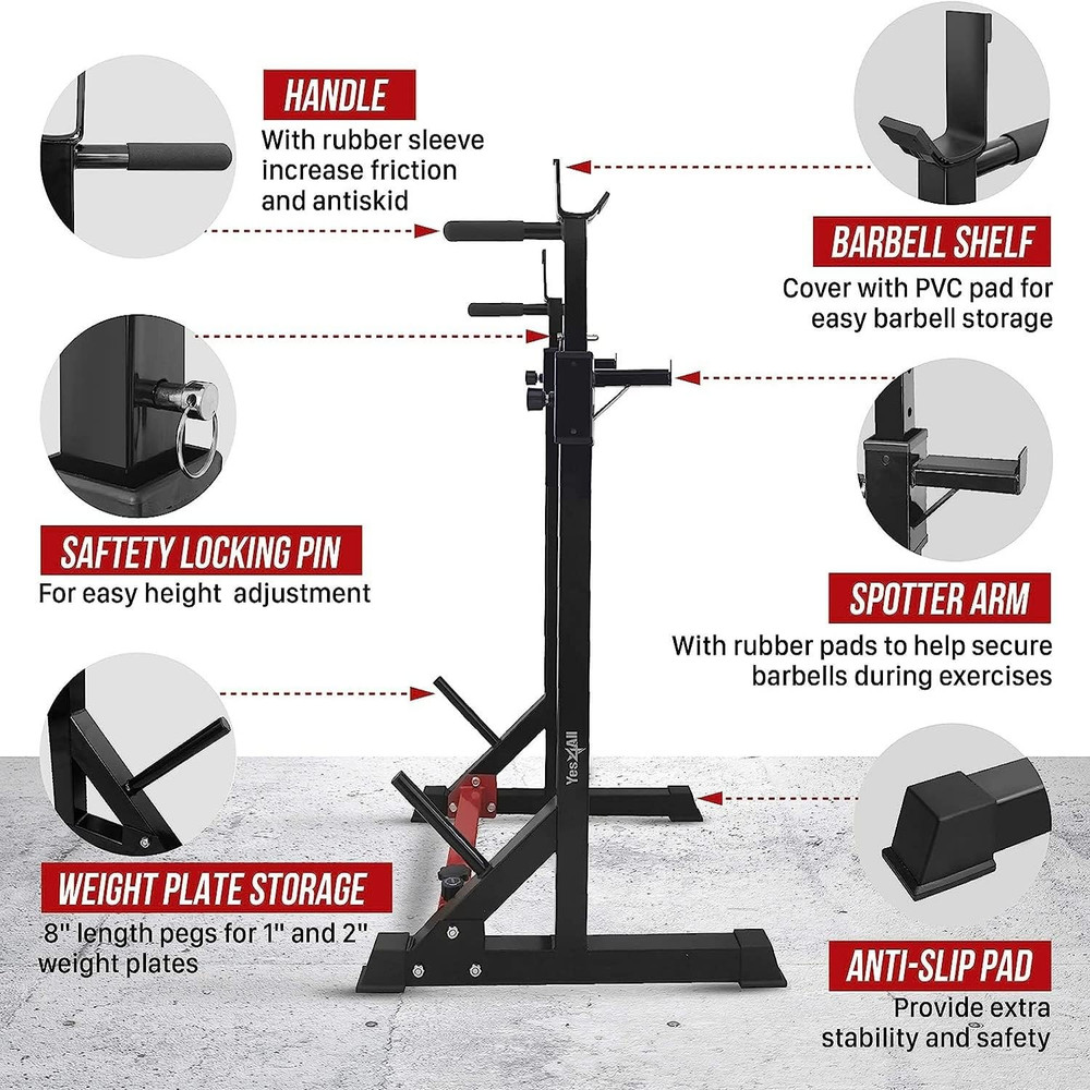 Squat Rack for Home Gym, Adjustable Barbell Stand Rack, Multi-Function Weight Li