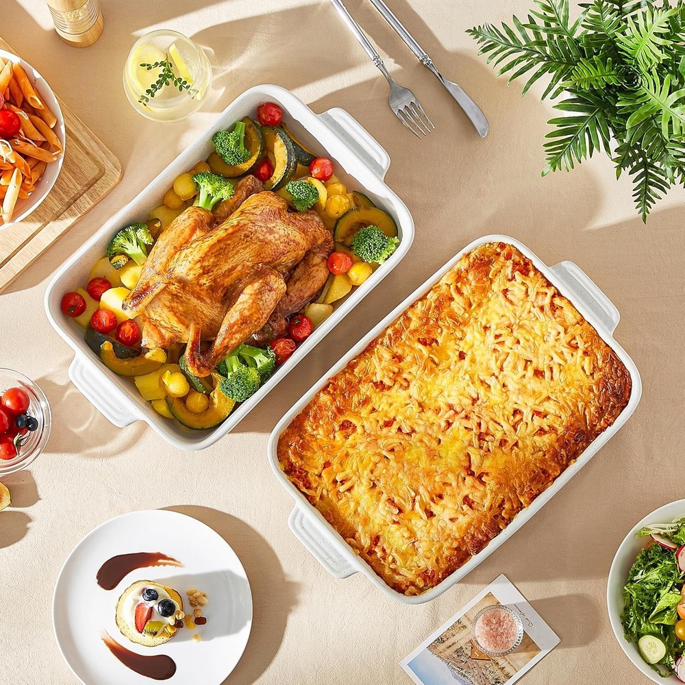 Rustic Charm 4.8 Qt Baking & Roasting Dish - 9x13 Ceramic with Elegant Finish