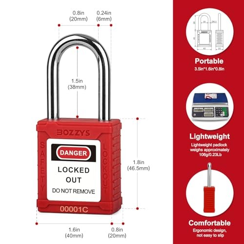 Lockout Tagout Locks 6-Pack｜OSHA Red Red-Keyed different-2 keys per lock-6pack