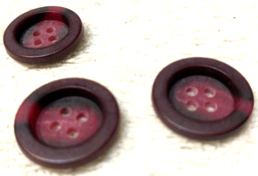 3 Reddish Black 4 Holed Colored Buttons Plastic B1-72