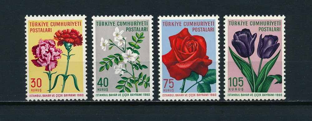 Turkey, #1480-83 Spring Flowers 1960 ful set ,4v, MNH