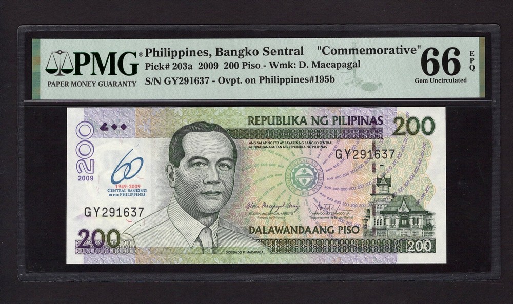 Philippines 200 Piso 2009 P203a Uncirculated Grade 66