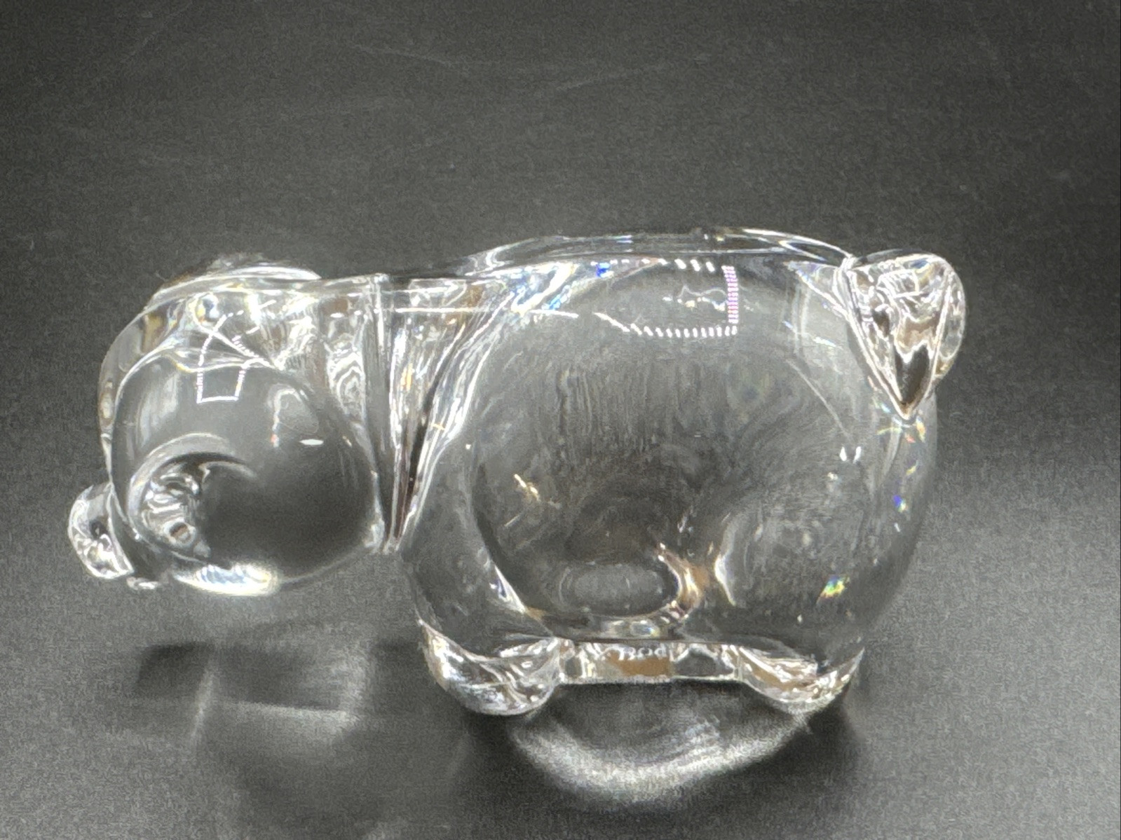 Vintage Villeroy & Boch Crystal Pig Figurine Curly Tail