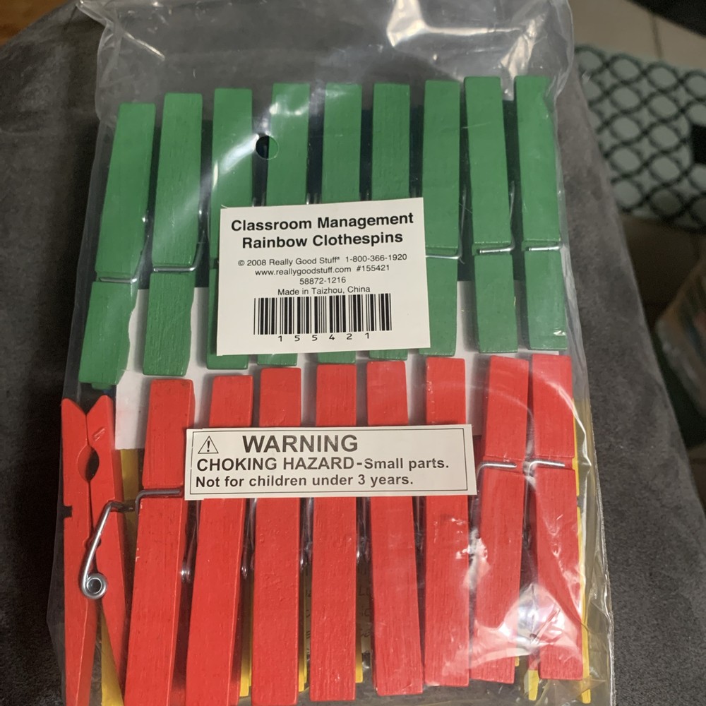 Classroom Management Rainbow Clothespins - 4 Colors