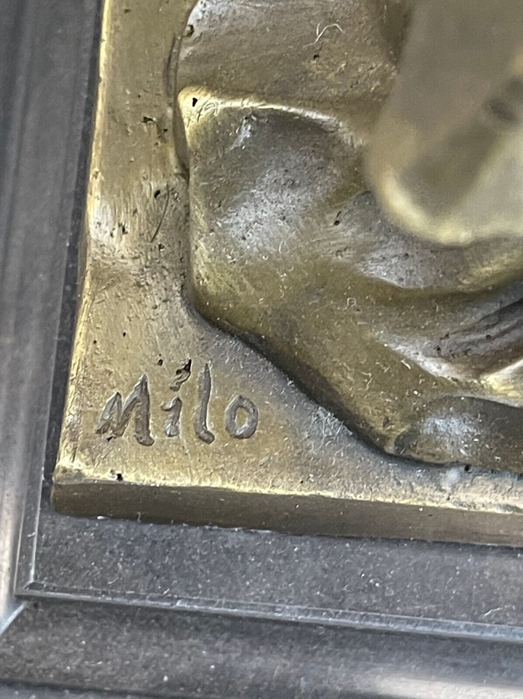 Signed Milo Victorian Lady 100% Solid Bronze Sculpture Marble Base Statue Decor
