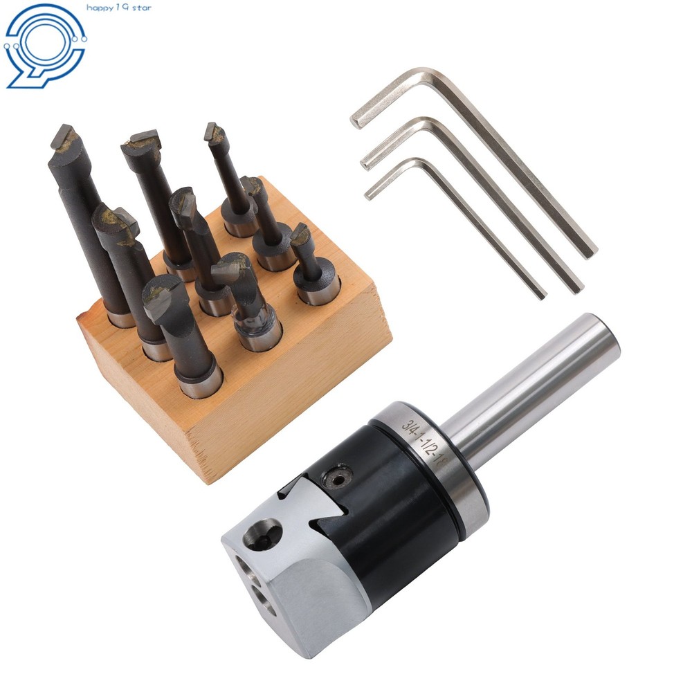 Complete Boring Kit 2" Head 3/4 Shank 9 Pack 1/2" C6 Boring Tool Set