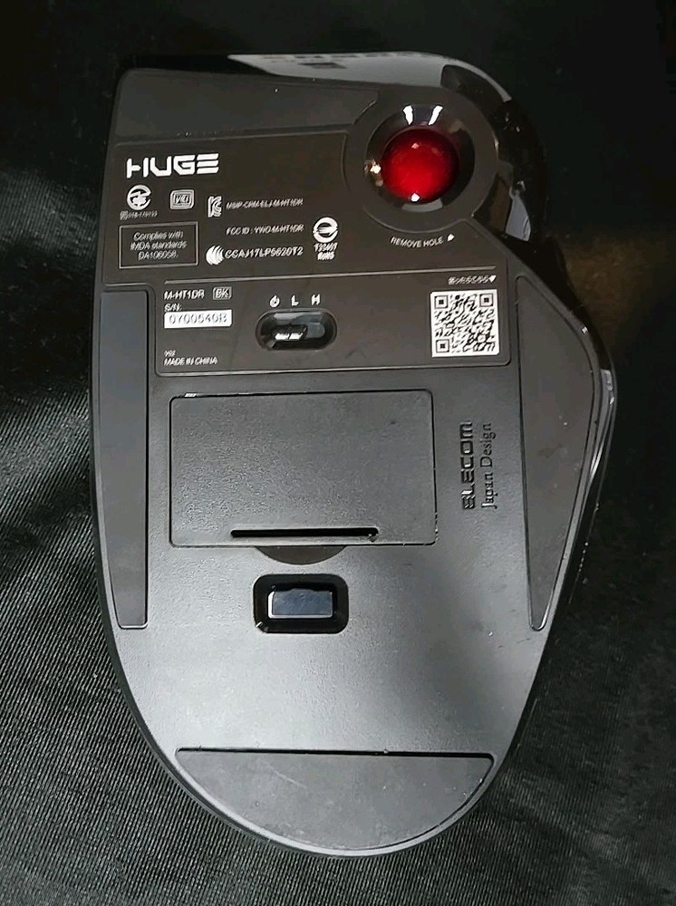 ELECOM HUGE Trackball Mouse, Wireless Finger Control, 8-Button HT1DRBK *Read Des