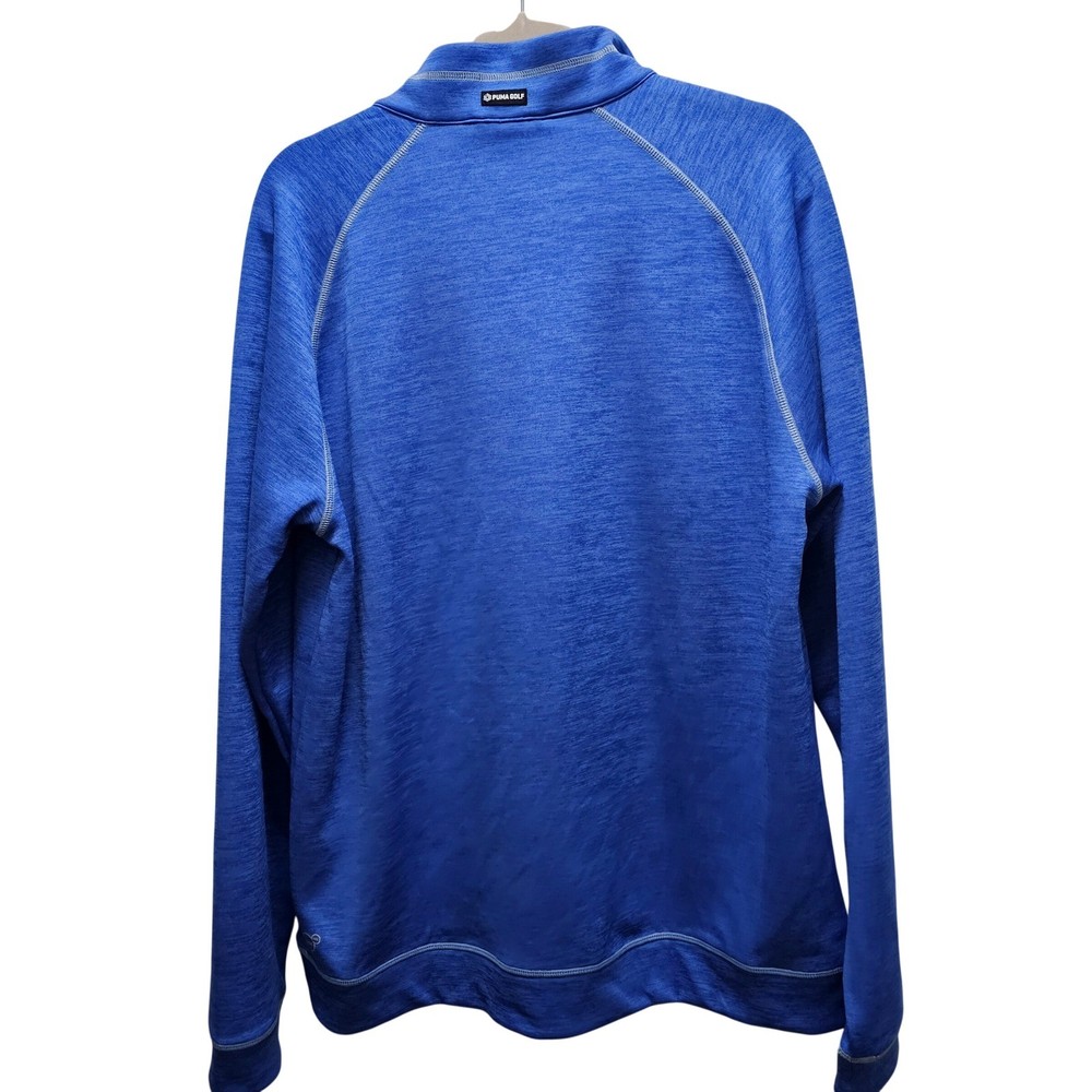 Puma Golf Mens Blue Heathered Quarter Zip Pullover Performance Shirt Large