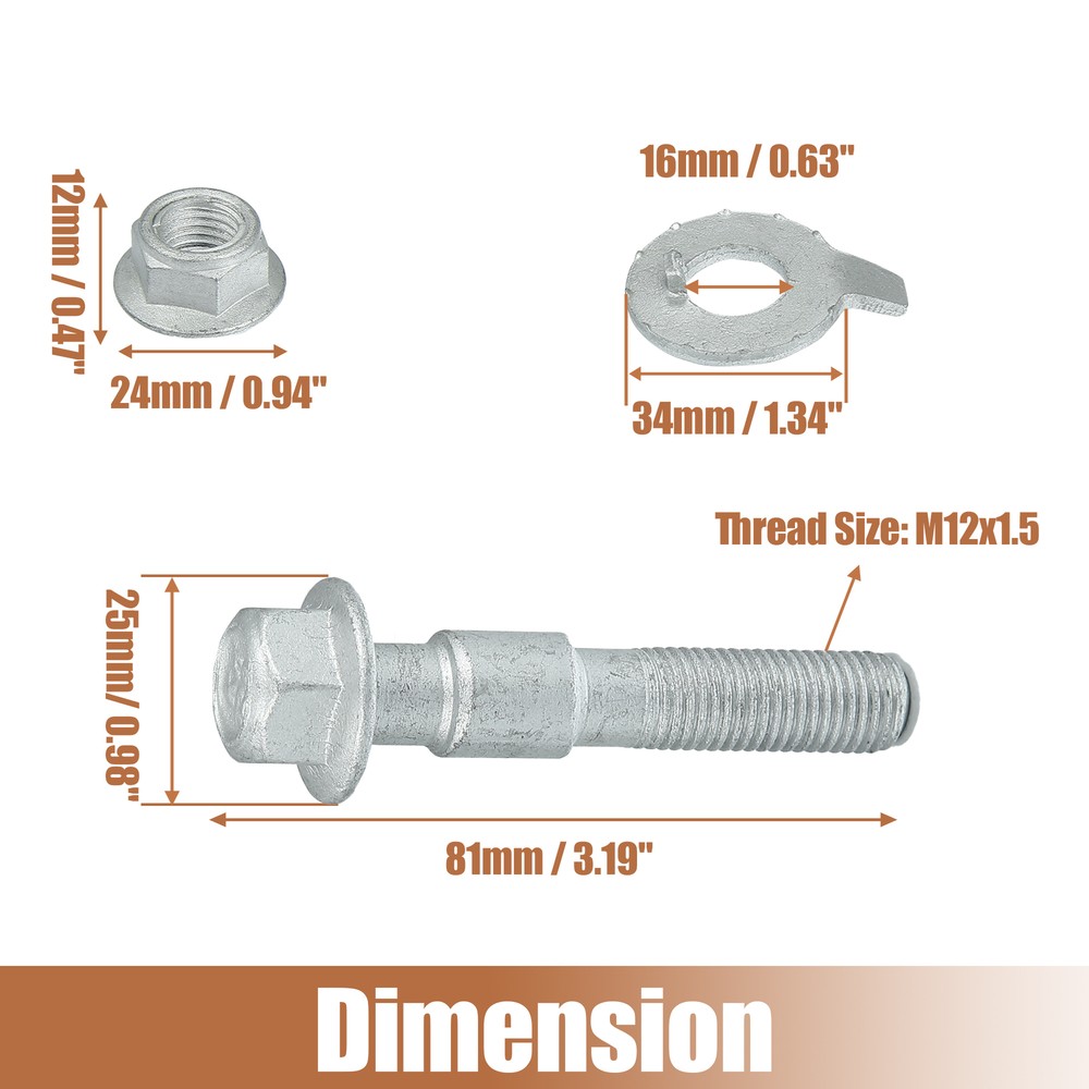 Pack(2) Alignment Camber Caster Castor Adjusting Bolt Kit for Dodge for Honda