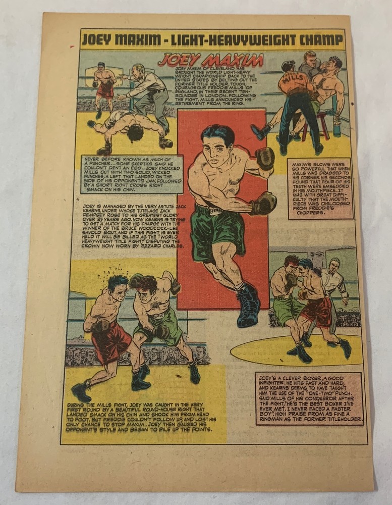 1950 boxing cartoon page ~ JOEY MAXIM