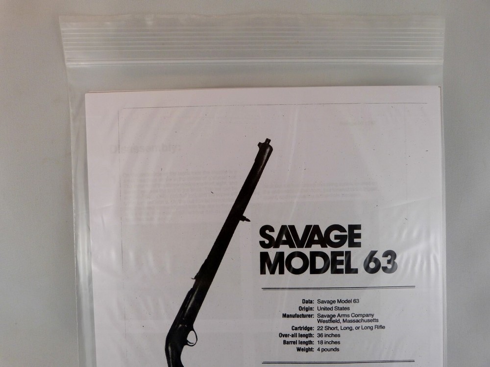 SAVAGE MODEL 63 RIFLE BREAK DOWN INSTRUCTION KIT