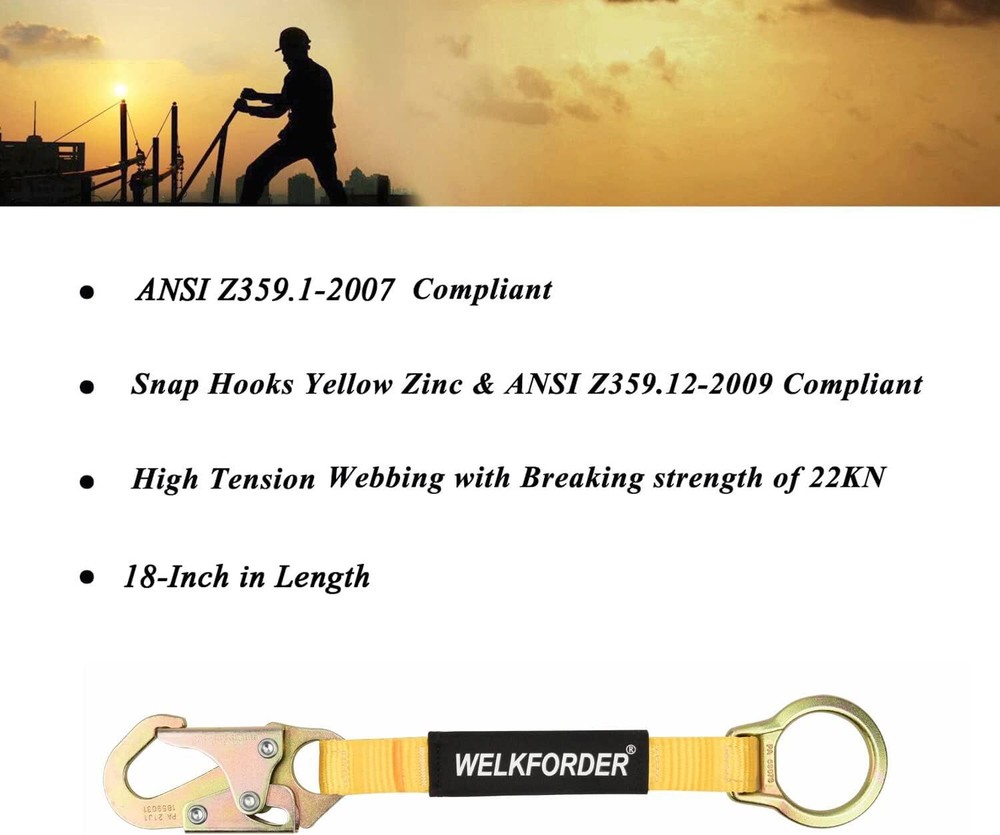 18inch Dring Extender Fall Protection With Snap Hook Connector And "o" Ring Ansi